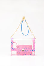 SCORE! Chrissy Medium Designer Clear Cross-body Bag -Pink and Blue
