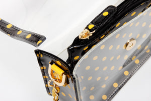 SCORE! Chrissy Small Designer Clear Crossbody Bag- Black & Gold Yellow