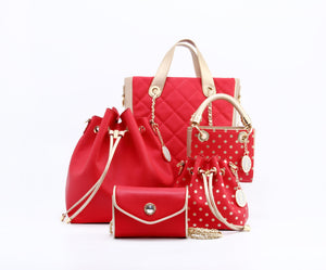 SCORE!'s Kat Travel Tote for Business, Work, or School Quilted Shoulder Bag Red & Gold