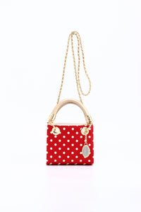 SCORE! Jacqui Classic Top Handle Crossbody Satchel - Red, White and Gold