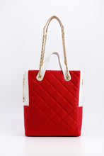 SCORE!'s Kat Travel Tote for Business, Work, or School Quilted Shoulder Bag- Red, White and Gold