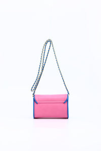 SCORE! Eva Designer Crossbody Clutch - Pink and Blue