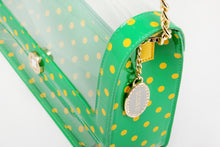 SCORE! Chrissy Medium Designer Clear Cross-body Bag - Fern Green and Yellow Gold