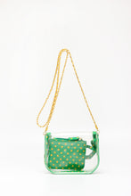 SCORE! Chrissy Small Designer Clear Crossbody Bag - Fern Green and Yellow Gold