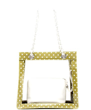 SCORE! Andrea Large Clear Designer Tote for School, Work, Travel - Olive Green and White