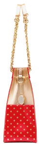 SCORE! Chrissy Medium Designer Clear Cross-body Bag -Red and Gold