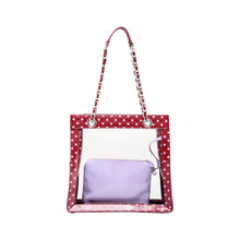 SCORE! Andrea Large Clear Designer Tote for School, Work, Travel - Maroon and Lavender