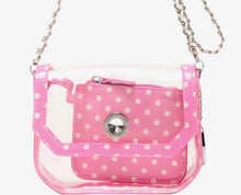 SCORE! Chrissy Small Designer Clear Crossbody Bag- Pink and White