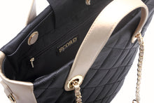 SCORE!'s Kat Travel Tote for Business, Work, or School Quilted Shoulder Bag - Black and Gold Gold