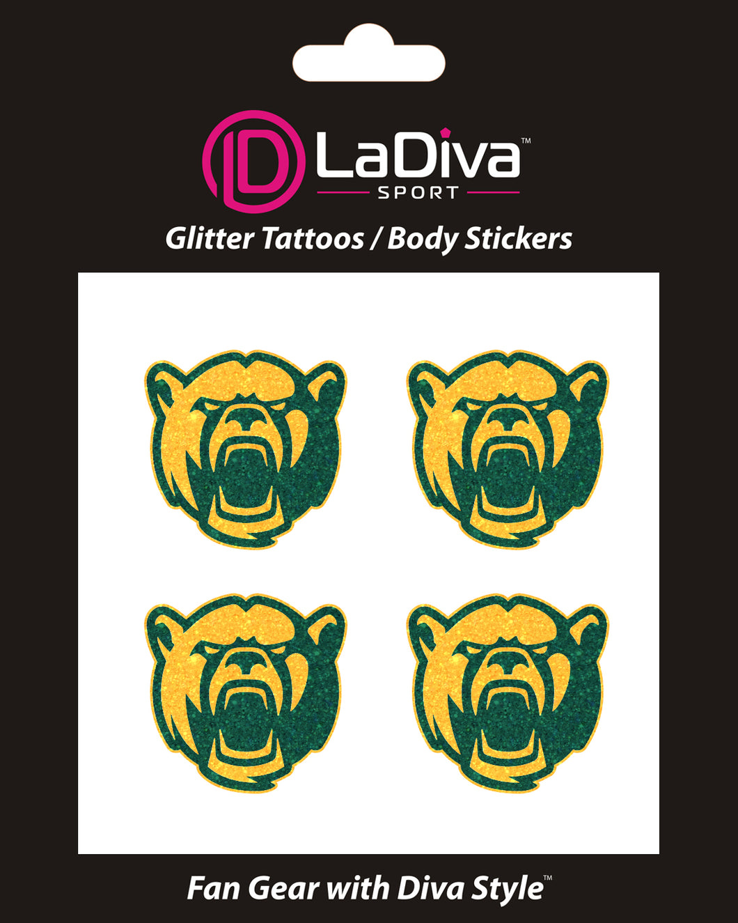Baylor University Bears BU Green and Gold~Body, Face and Purse Sticker Tattoos