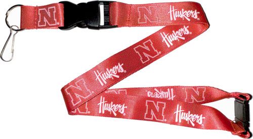 NEBRASKA University Corn Huskers Red and White Officially NCAA Licensed Logo Team Lanyard