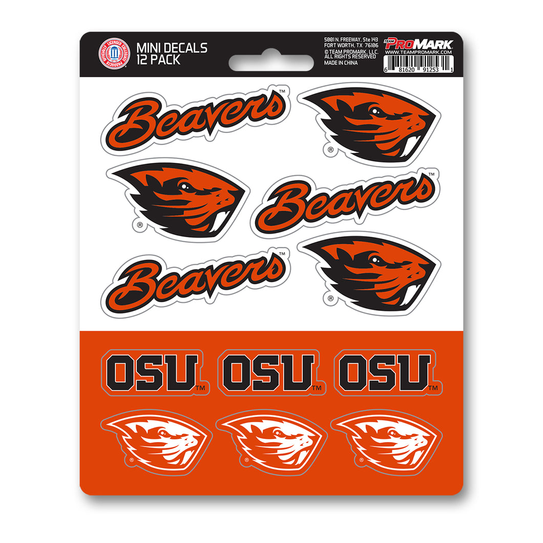 Oregon State University Beavers NCAA 12pk Mini Decal Black and Orange Stickers
