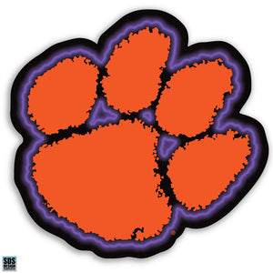Clemson University NCAA Collegiate Logo Super Durable Purse Sticker~ Orange and Regalia Purple Tiger Cub Paw