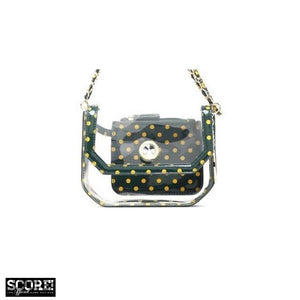 SCORE! Chrissy Small Designer Clear Crossbody Bag - Green and Gold
