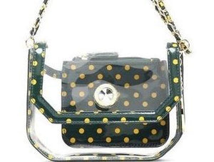 SCORE! Chrissy Small Designer Clear Crossbody Bag - Green and Gold