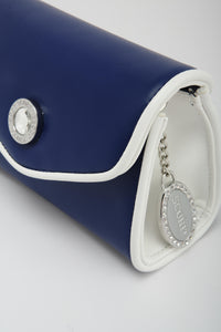 SCORE! Eva Designer Crossbody Clutch - Navy Blue and White