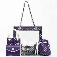 SCORE! Eva Designer Crossbody Clutch - Purple and White