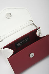 SCORE! Eva Designer Crossbody Clutch- Maroon Crimson and White