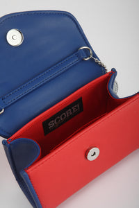 SCORE! Eva Designer Crossbody Clutch - Red and Blue