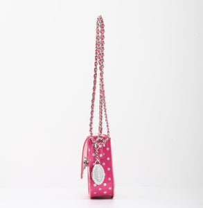 SCORE! Chrissy Small Designer Clear Crossbody Bag - Pink and Silver