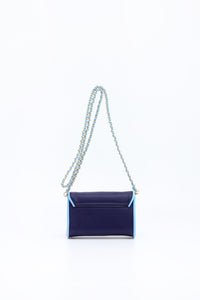 SCORE! Eva Designer Crossbody Clutch - Navy Blue and Light Blue