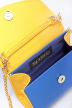 SCORE! Eva Designer Crossbody Clutch- Royal Blue and Gold Yellow