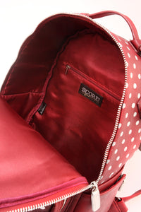 SCORE! Natalie Michelle Large Polka Dot Designer Backpack - Maroon and White