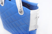 SCORE!'s Kat Travel Tote for Business, Work, or School Quilted Shoulder Bag - Imperial Royal Blue and White
