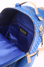 SCORE! Natalie Michelle Large Polka Dot Designer Backpack - Imperial Royal Blue and Gold Metallic