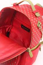 SCORE! Natalie Michelle Medium Polka Dot Designer Backpack - Red and Olive Green
