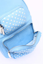 SCORE! Natalie Michelle Large Polka Dot Designer Backpack - Light Blue and White