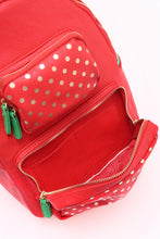 SCORE!'s Natalie Michelle Medium Polka Dot Designer Backpack- Red, Gold and Green