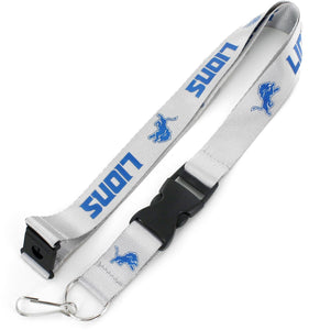Detroit Lions Officially NBA Licensed White and Blue Logo Team Lanyard