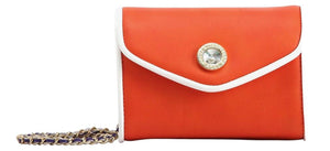 SCORE! Eva Designer Crossbody Clutch - Orange, White and Purple