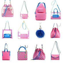 SCORE! Natalie Michelle Medium Polka Dot Designer Backpack - Pink and French Blue