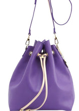 SCORE! Sarah Jean Crossbody Large BoHo Bucket Bag - Purple and Gold Gold