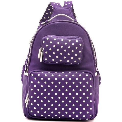 SCORE! Natalie Michelle Large Polka Dot Designer Backpack - Purple & White