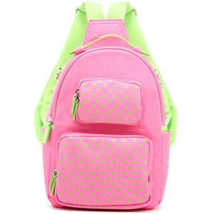 SCORE! Natalie Michelle Medium Polka Dot Designer Backpack  - Pink and Lime Green