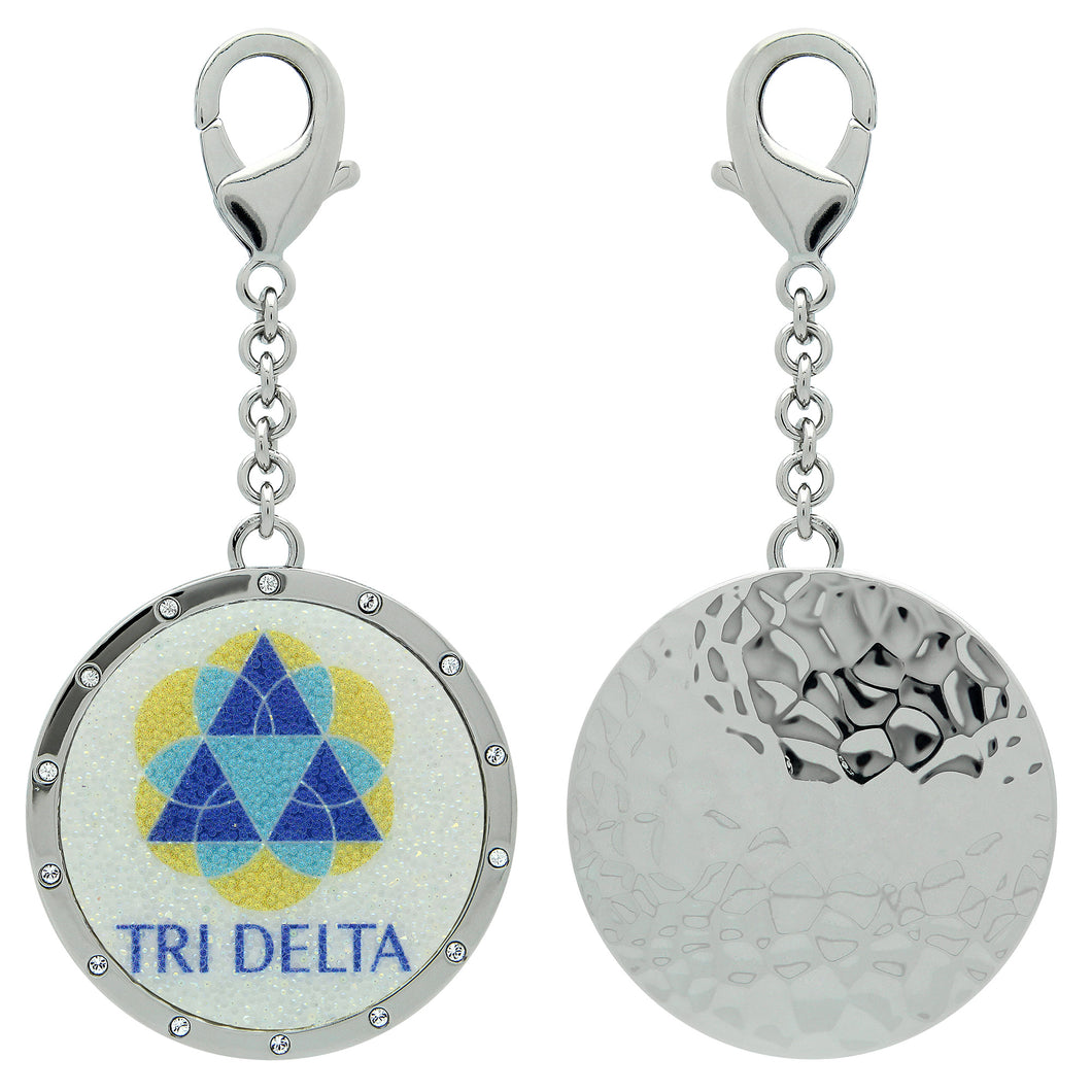 TriDelta Delta Delta Delta Swarovski Crystal Sorority Greek Dangle Charm~ Royal Blue, Light Blue & Yellow Gold
