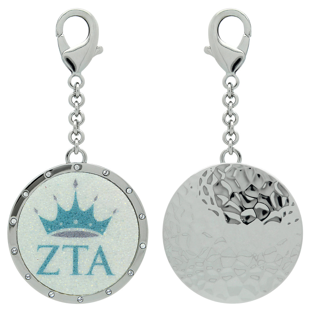 Zeta Tau Alpha ZTA Swarovski Crystal Sorority Greek Dangle Charm~Turquoise & Silver