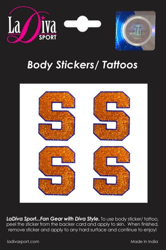 Syracuse University SU 'Cuse Orange Logo~Body, Face and Purse Sticker Tattoos