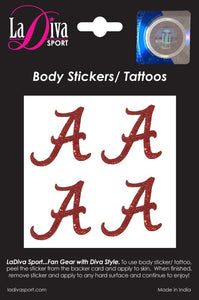University of Alabama UA Crimson Tide Bama Crimson and White Logo~Body, Face and Purse Sticker Tattoos