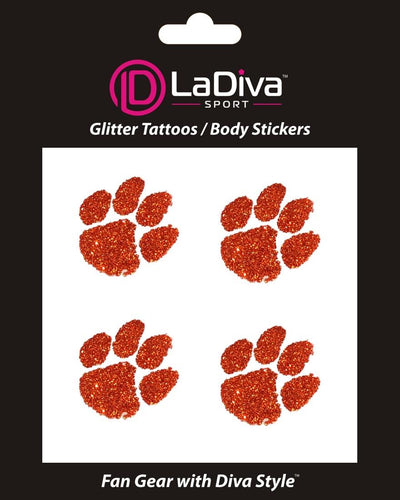 Clemson University Tiger Cub Paw Orange and Blue~Body, Face and Purse Sticker Tattoos